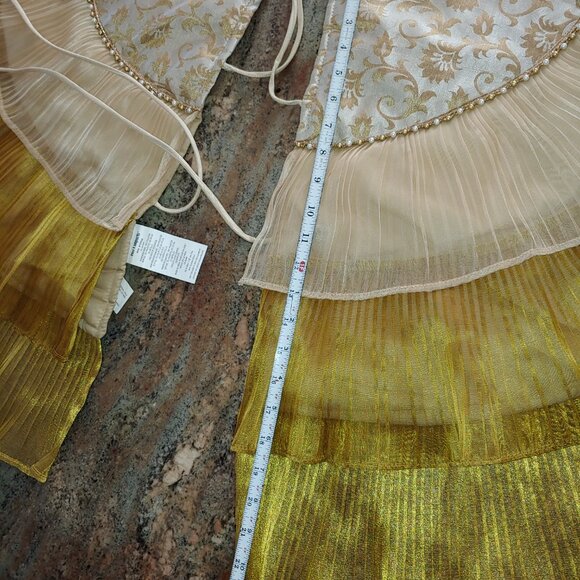 Pier 1 Imports Ruffled Gold Beaded Frilly Christmas Tree Skirt 48" - Picture 10 of 12